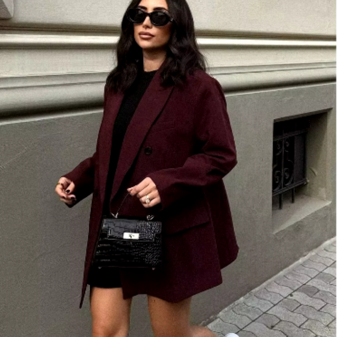 VIVIENNE – OVERSIZED BLAZER IN BURGUNDERROT