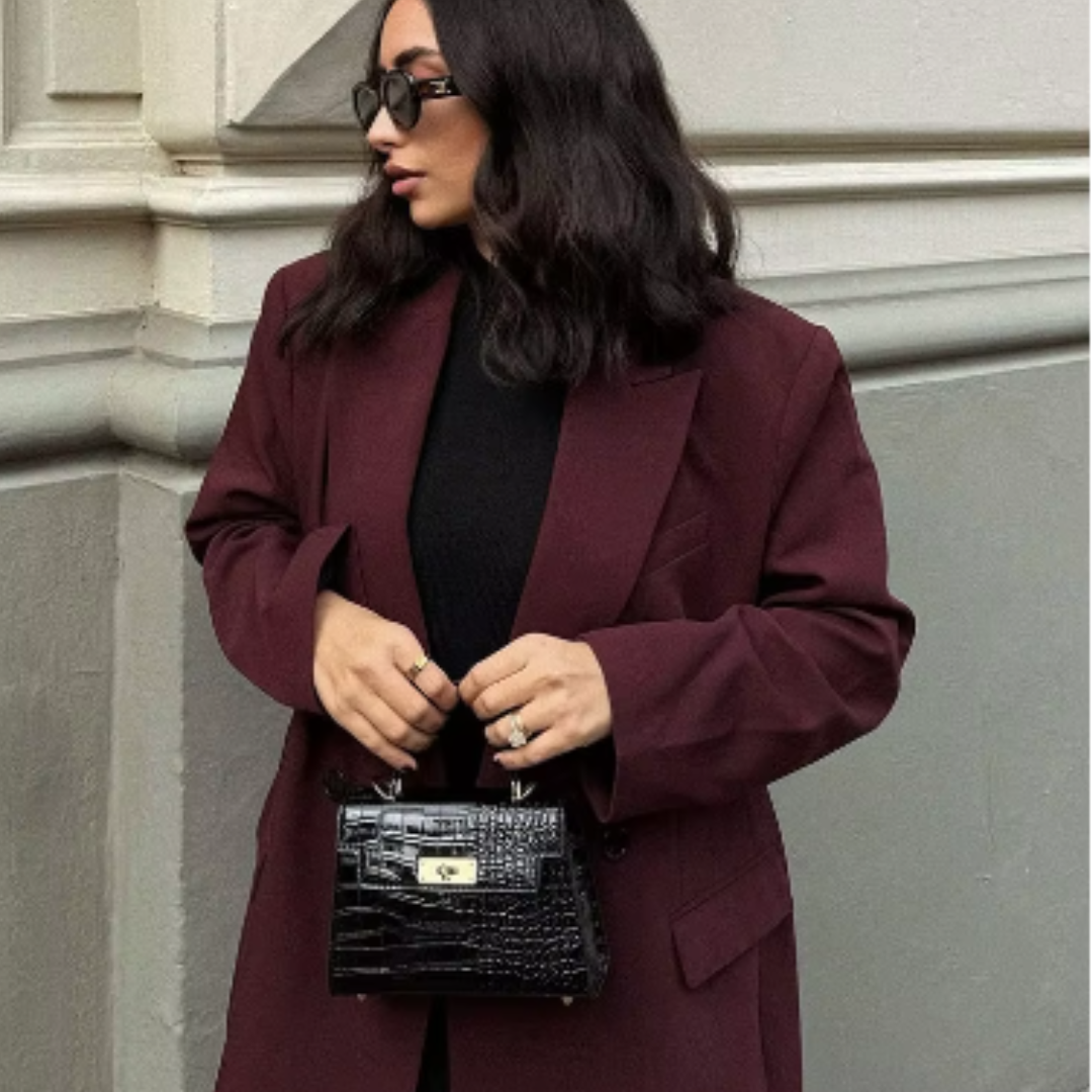 VIVIENNE – OVERSIZED BLAZER IN BURGUNDERROT