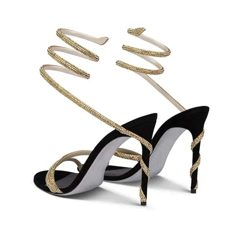 YASMINA – HIGH HEELS MIT KNÖCHELSPIRALE & STRASSDETAILS 3