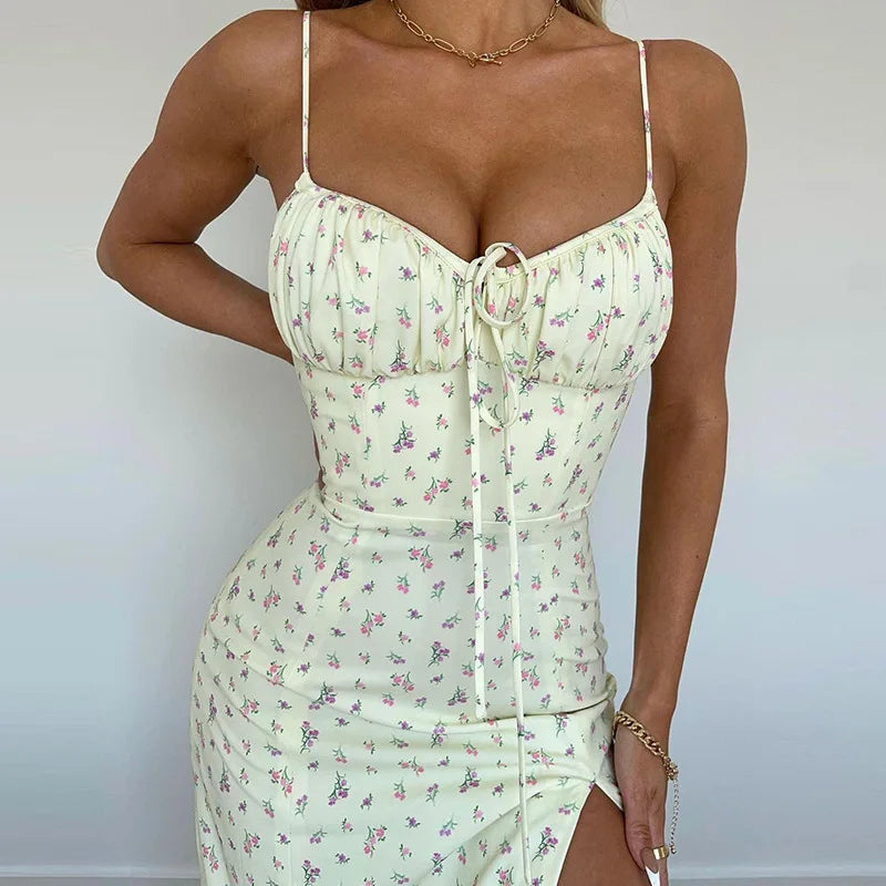 LOVELY – BLUMEN BODYCON SOMMERKLEID MIT SCHLITZ 6