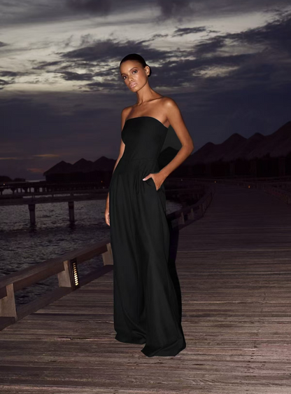 VALERIA SCHULTERFREIER JUMPSUIT IN DUNKELBLAU/SCHWARZ 6