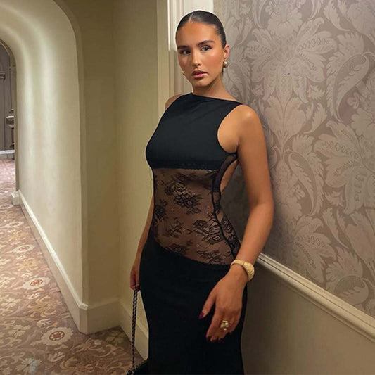 MELINA – SPITZENKLEID MIT TRANSPARENTEN DETAILS IN SCHWARZ 1