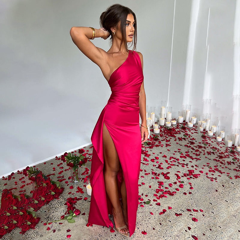 ALICIA EINTAHLTER SATIN KLEID