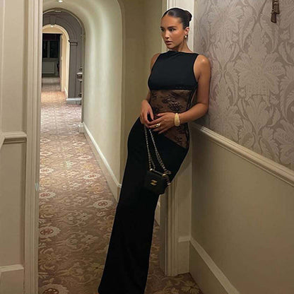 MELINA – SPITZENKLEID MIT TRANSPARENTEN DETAILS IN SCHWARZ 2