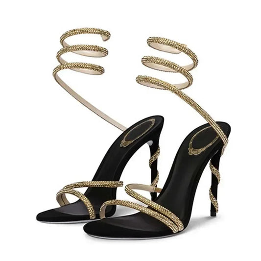 YASMINA – HIGH HEELS MIT KNÖCHELSPIRALE & STRASSDETAILS 1