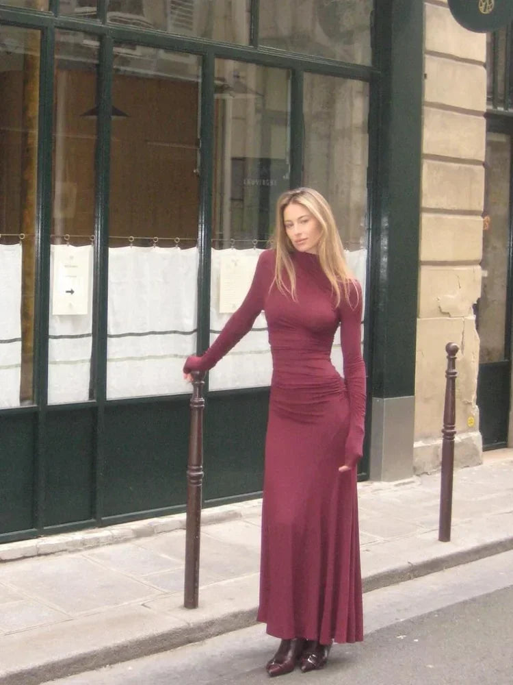 ISABELLA – BODYCON MAXIKLEID IN BORDEAUX 4