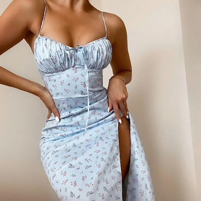 LOVELY – BLUMEN BODYCON SOMMERKLEID MIT SCHLITZ 2
