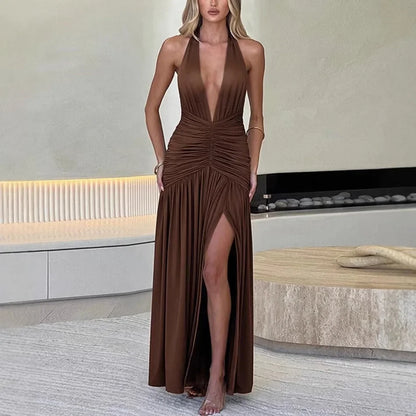 SELENA – ÄRMELLOSES MAXIKLEID MIT SCHLITZ UND V-AUSSCHNITT 1