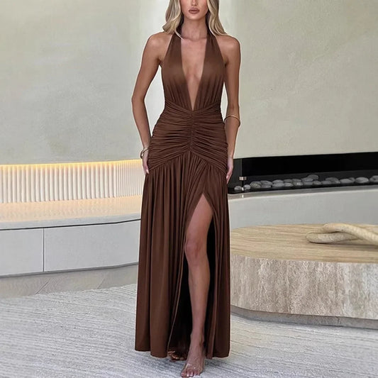 SELENA – ÄRMELLOSES MAXIKLEID MIT SCHLITZ UND V-AUSSCHNITT 1