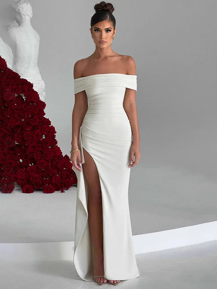 ISABELLA – OFF-SHOULDER MAXIKLEID MIT HOHEM SCHLITZ 4
