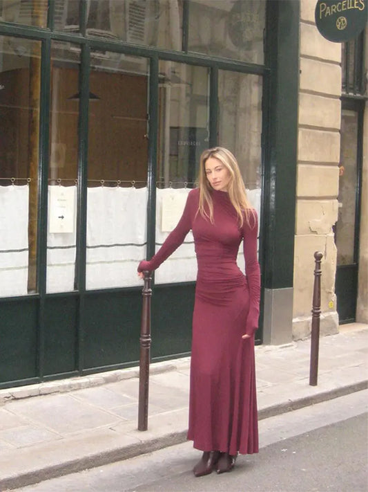 ISABELLA – BODYCON MAXIKLEID IN BORDEAUX 1