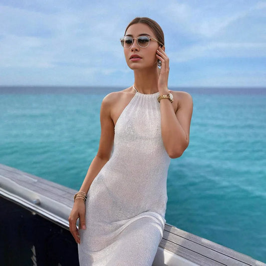 JULI – TRANSPARENTES STRANDKLEID MIT SCHLITZ IN SCHWARZ UND BEIGE 1