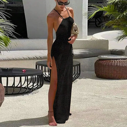 JULI – TRANSPARENTES STRANDKLEID MIT SCHLITZ IN SCHWARZ UND BEIGE 5