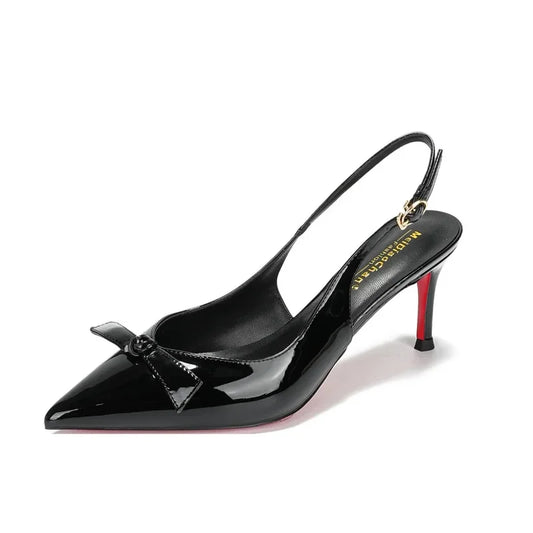 SORAYA – SLINGBACK SANDALE MIT SPITZER KAPPE IN WEINROT & NUDE 1