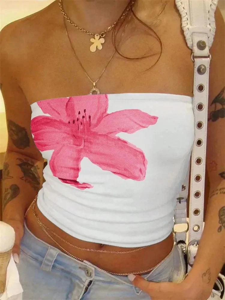 BUTTERFLY – TUBE-TOP MIT SCHMETTERLINGS-PRINT IN WEISS 1