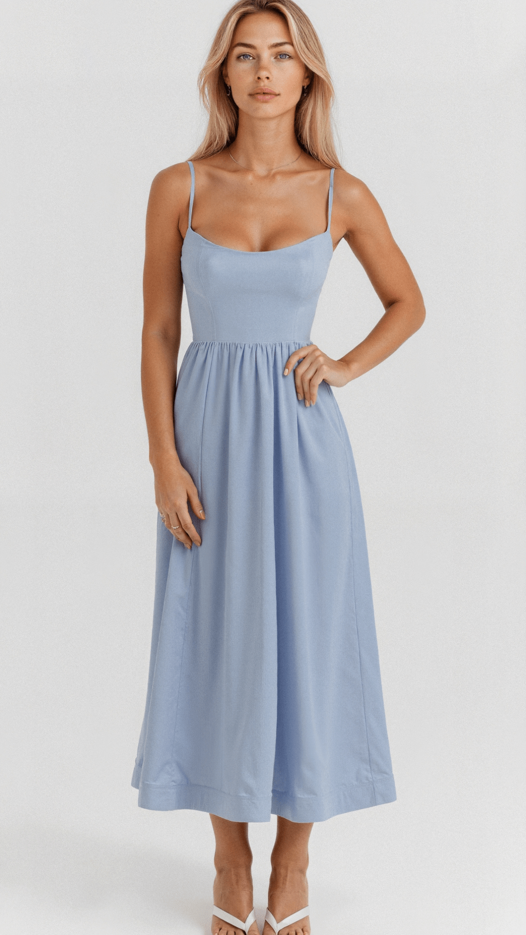 TAMARA | FLIEẞENDES SCHULTERFREIES MIDIKLEID 4