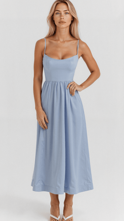 TAMARA | FLIEẞENDES SCHULTERFREIES MIDIKLEID 4