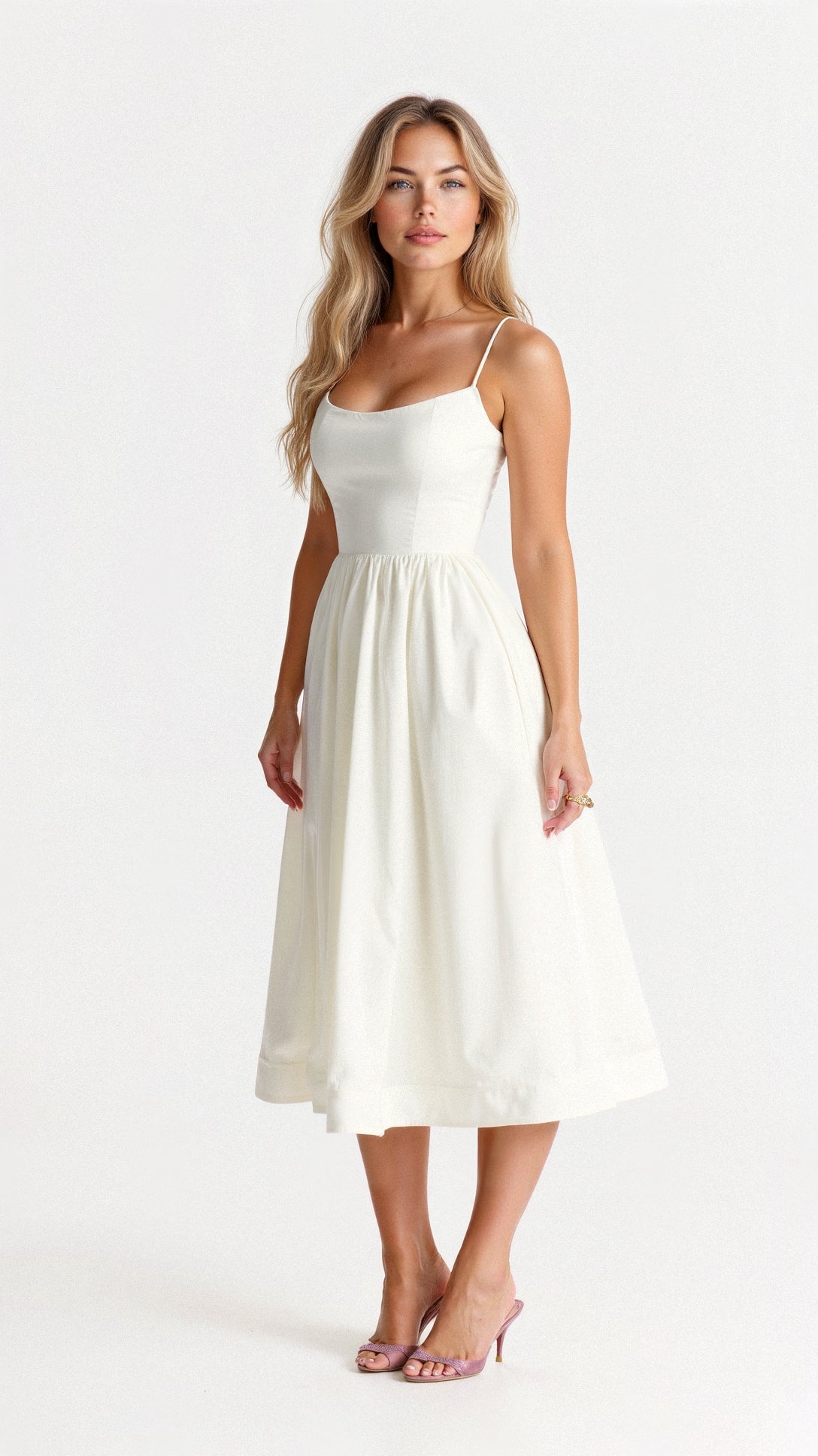 TAMARA | FLIEẞENDES SCHULTERFREIES MIDIKLEID 1