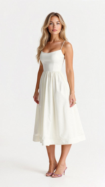 TAMARA | FLIEẞENDES SCHULTERFREIES MIDIKLEID 1