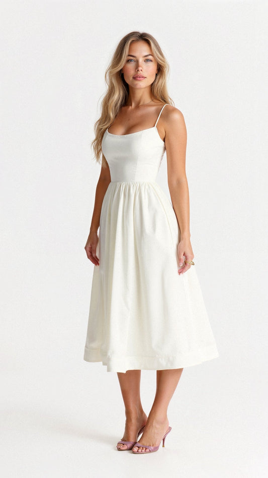 TAMARA | FLIEẞENDES SCHULTERFREIES MIDIKLEID 1